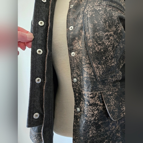 H&D Classic Leather Collection Speckled Leather and Denim Jacket. Size Large - Picture 11 of 16